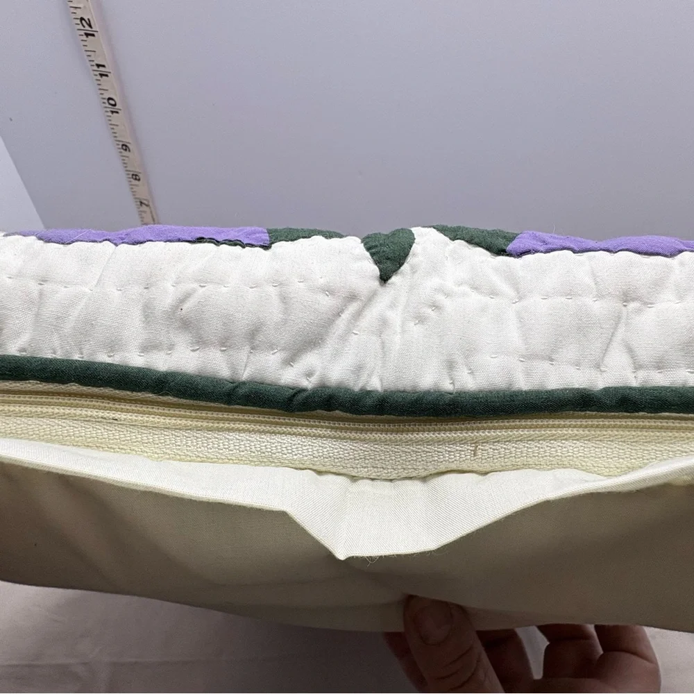 Hand Quilted Exquisite Hawaiian Orchid Pattern Purple Green Pillow